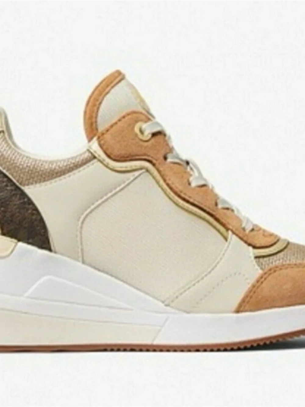 Michael Kors Cream & Tan Platform Lace-Up Sneaker